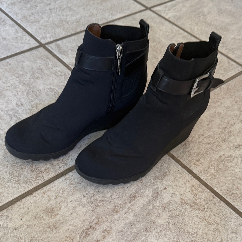 Donald J. Pliner Black Wedge Ankle Boots